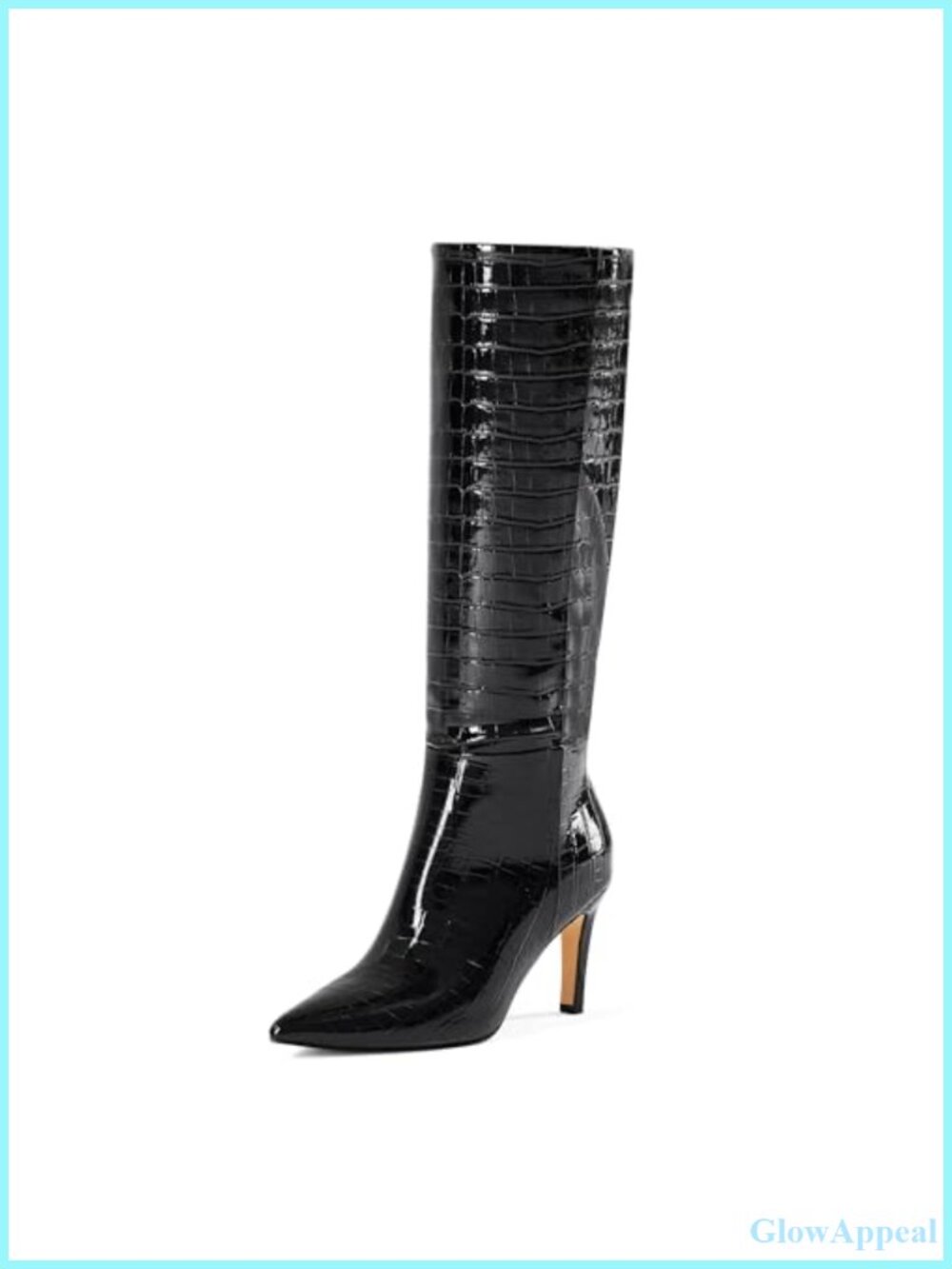 Wide Calf Knee High Boots 3 Inch Heel Pointed Toe Pull-On